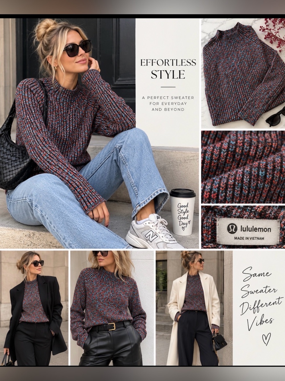 Lululemon cotton wool cashmere blend sweater size 6 price firm!